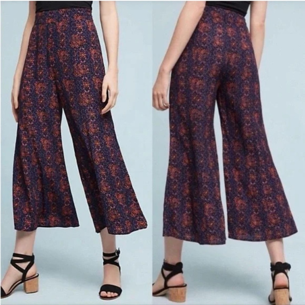 Anthropologie elevenses Wide-Leg cropped flowy pants size 8